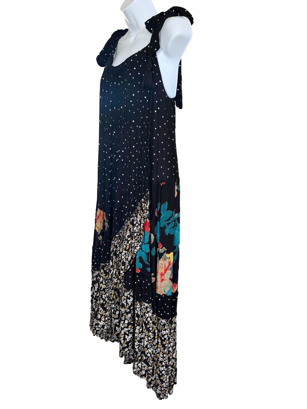 Free People Bare It All Printed Maxi Dress Small Black Floral Boho - Picture 3 of 8